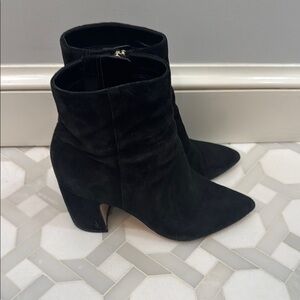 Sam Edelman Black Velvet Pointed Toe Heeled Boots